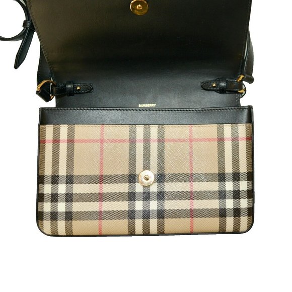 NWT BURBERRY VINTAGE CHECK LEATHER HAMPSHIRE CROSSBODY BAG CLUTCH - Picture 3 of 9